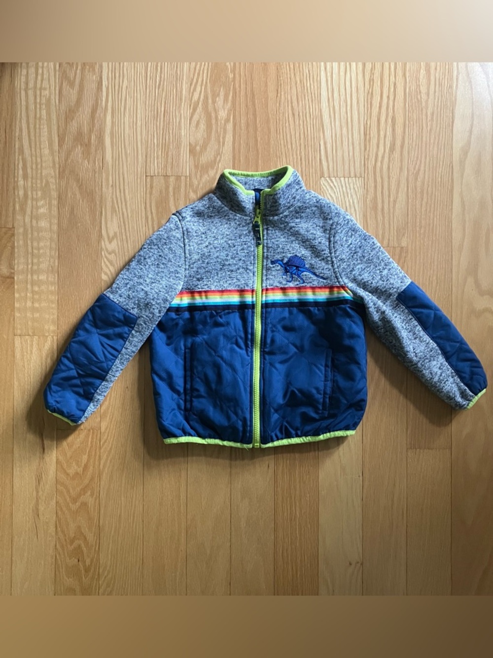Andy & Evan Navy Quilted Jacket with Lime Accent